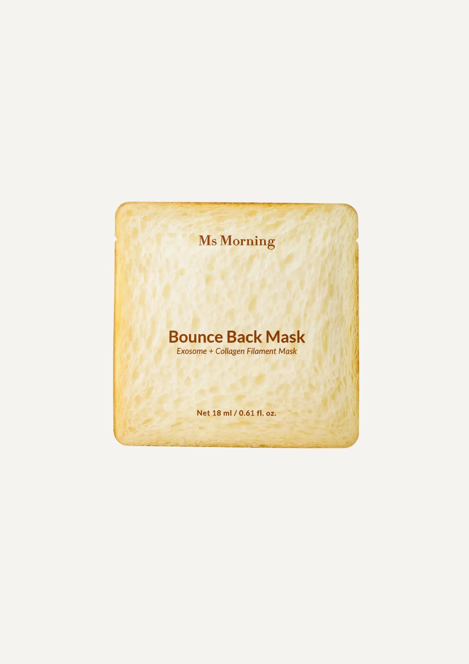 Ms Morning Bounce Back exosome collagen sheet mask in toast-shaped packaging